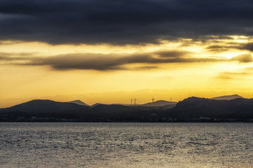 Naklejka premium Sunset view of Jeju from Udo