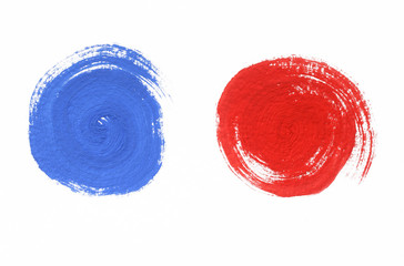 Blue and red circles. Abstract watercolor handmade. Isolated set watercolor illustration for decoration