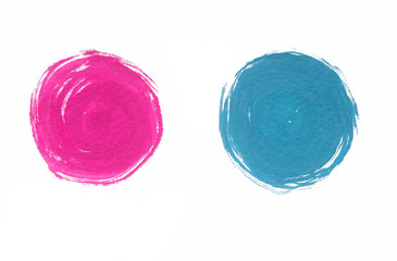 Pink and blue circles. Abstract watercolor handmade. Isolated set watercolor illustration for decoration