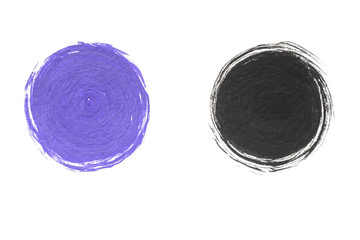 Purple and black circles. Abstract watercolor handmade. Isolated set watercolor illustration for decoration