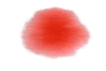 Abstract watercolor of red color. Handmade stain. Isolated watercolor illustration for decoration