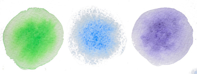 Colored circles. Abstract watercolor handmade. Isolated set watercolor illustration for decoration