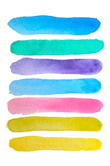 Colored stripes. Abstract watercolor handmade. Isolated set watercolor illustration for decoration