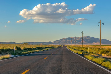 Highway 68 with view of horizon on a sunny day