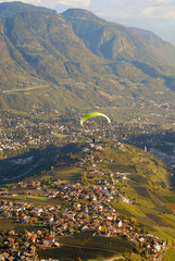 Aerial view of Tirol (German: "Dorf Tirol") nearby Meran, South Tyrol, Italy