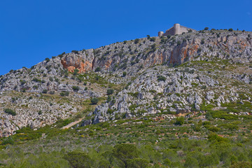 Nice fortress in a mountain near the small town Torrella de Montgri, Catalonia of Spain