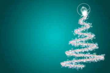 Fondo azul con árbol de navidad de destellos.