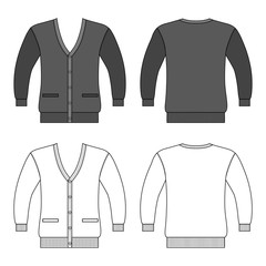 Cardigan man template (front, back views)