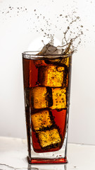 cola splash, there is some movement in the splashes close up
