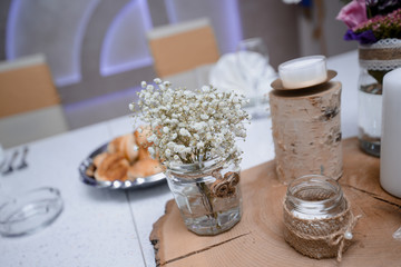 Decoration for celebrations. Beautiful details. Flower decoration.