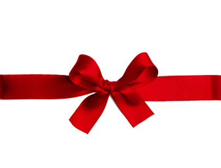 Shiny red satin ribbon bow