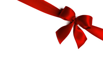 Shiny red satin ribbon bow