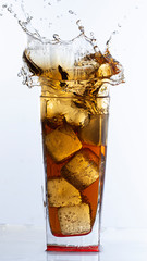 cola splash, there is some movement in the splashes close up
