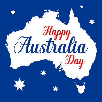 Vector poster on white background. Happy Australia Day. Cute funny koala. Template for print, design