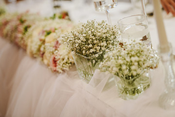 Decoration for celebrations. Beautiful details. Flower decoration.