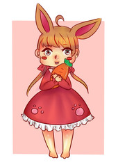 little rabbit in red dress