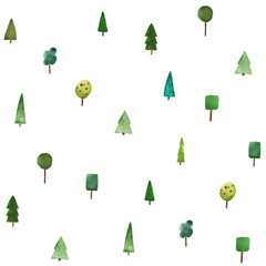 watercolor forest minimalistic seamless pattern design for wrapping paper