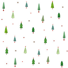 watercolor christmas trees seamless pattern