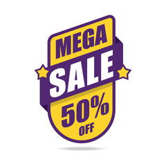 Mega Sale and special offer. 50% off. Vector illustration.