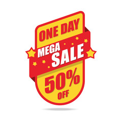 Mega Sale and special offer. 50% off. Limited One Day. Vector illustration.