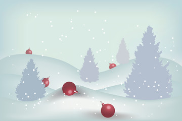 Christmas background with Christmas decorations and Christmas trees.
