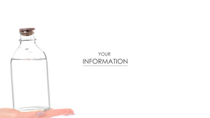 Bottle with medical alcohol disinfection in hand on white background isolation