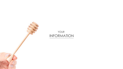 Spoon for honey in hand pattern on a white background isolation