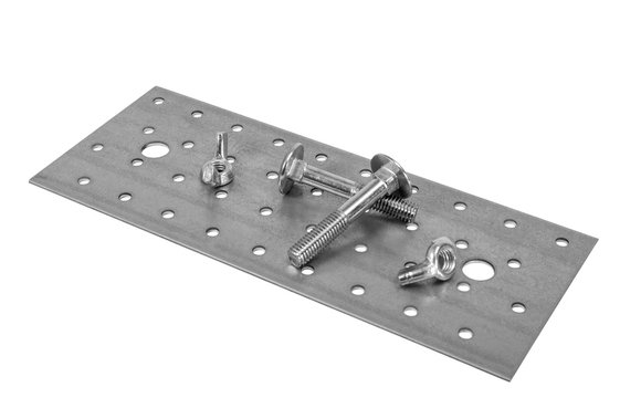 Perforated metal plate furniture screw and nuts