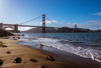  golden gate panorama, view of the golden gate from the bay, san francisco  united states