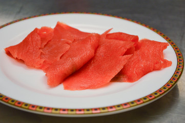 fresh smoked salmon on a plate