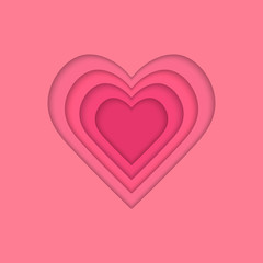 Pink vector background. Frame tiered heart. For St. Valentine's Day