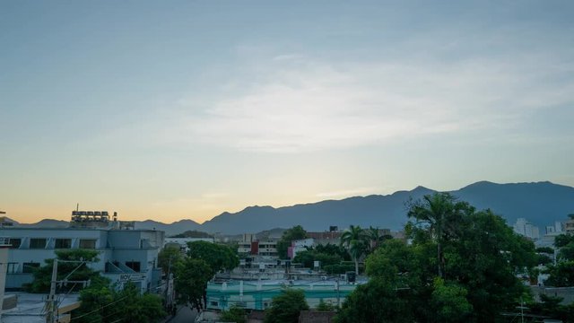 Sunrise Timelapse in Santa Marta, Colombia Over The Sierra Navada Mountains