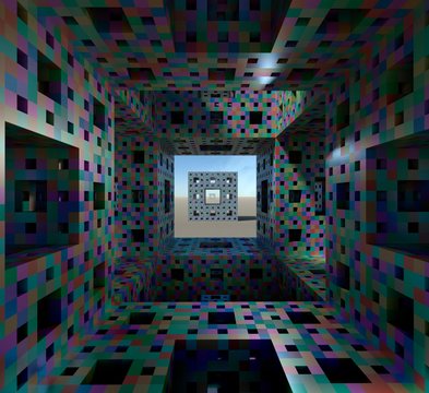 Interior of Menger sponge, illustration
