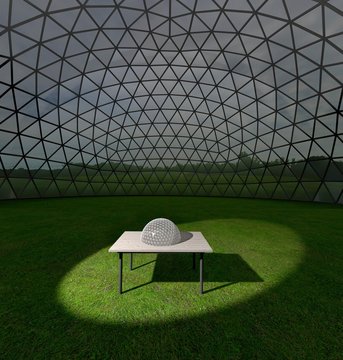 Replica of geodesic dome on table
