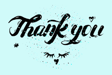 Thank You handwritten inscription. Hand drawn lettering. Thank You calligraphy. Thank you card. Vector illustration.