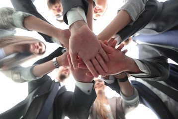 bottom view.the business team shows its unity