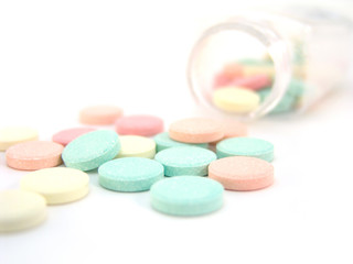 Antacids on white background