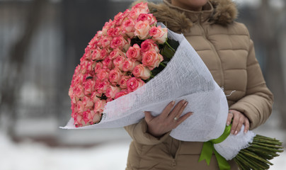 wedding bouquet pink roses