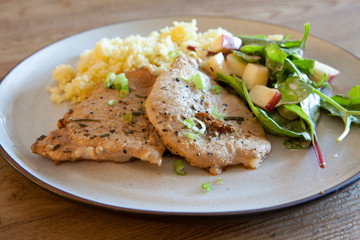 Maple Glazed Pork with Apple Salad and Couscous