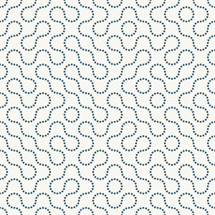 Monochrome abstract geometric seamless pattern. Dotted fluid shapes. Vector eps10.