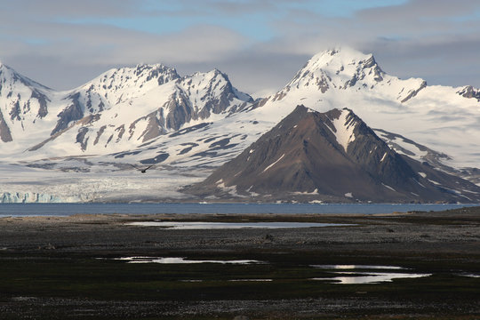 Mountains and glaciers near Hornsund, Svalbard, Norway
