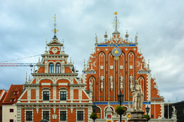 Obraz premium House of the Blackheads, landmark. Building in the Gothic style, home of the President, Riga, Latvia.