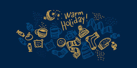 Christmas hand drawn greeting card