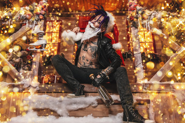 cherful punk santa