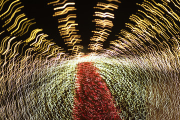 Varied whirling lights on Christmas tree as artistic effects