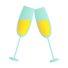 Pair of champagne glasses, set of sketch style vector
