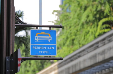 Taxi stand sign Kuala Lumpur Malaysia