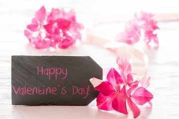Obraz na płótnie Canvas Hydrangea Blossom, English Text Happy Valentines Day