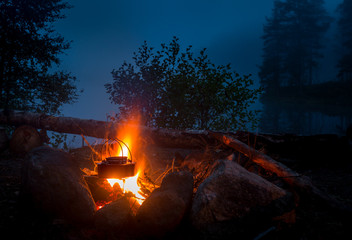 Campfire in the forest. Oslo.