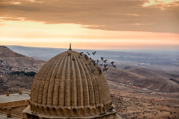 Beautiful Mardin old city landscape from Zinciriye Madrasah.Mardin is a historical city in...